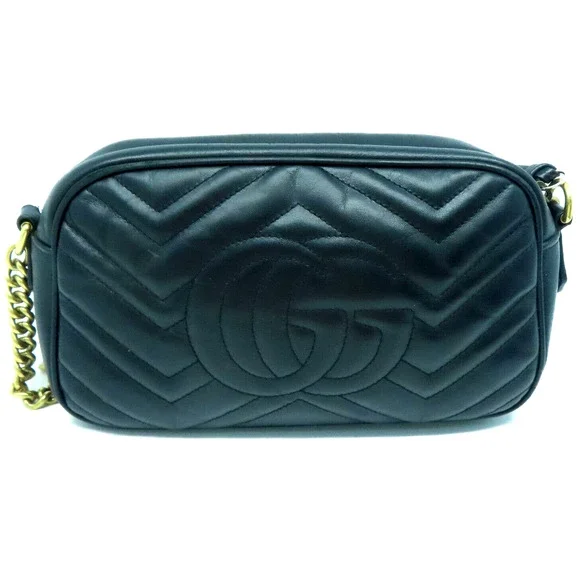 💎✨BEAUTIFUL✨💎 Gucci GG Marmont Chain Crossbody  Leather Black Shoulder Bag - Picture 3 of 14